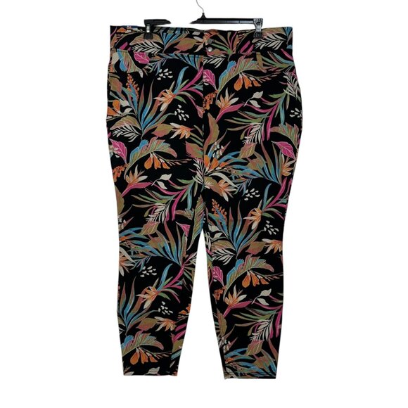 Terra & Sky Plus Size Womens Skinny Mid-Rise Pull-On Pants 2X (20W-22W) Tropical - Picture 2 of 13
